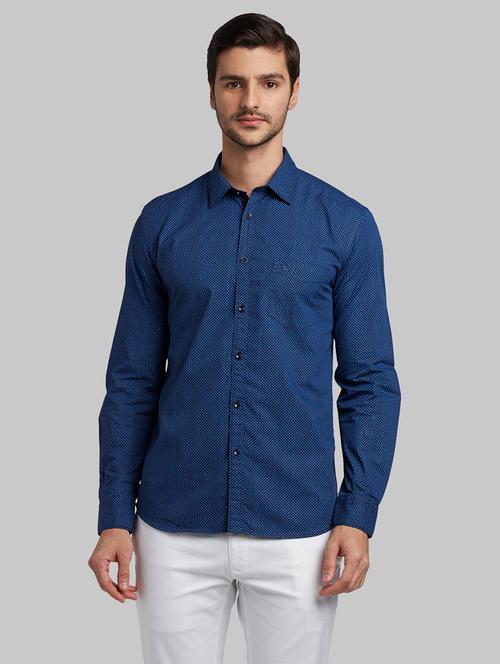 blue printed casual shirt - 17670136 - Very Small Image - 1