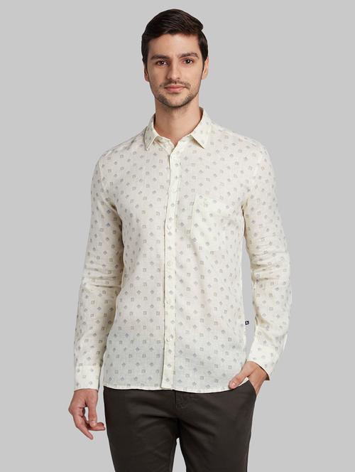 off white printed linen casual shirt - 17670159 - Very Small Image - 1