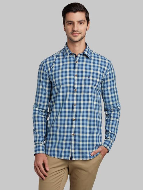 blue checkered casual shirt - 17670221 - Very Small Image - 1