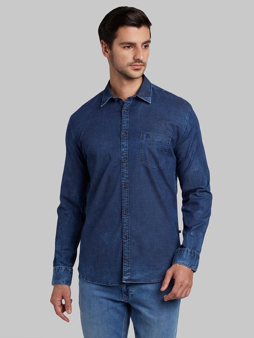 blue solid casual shirt - 17670239 - Very Small Image - 1