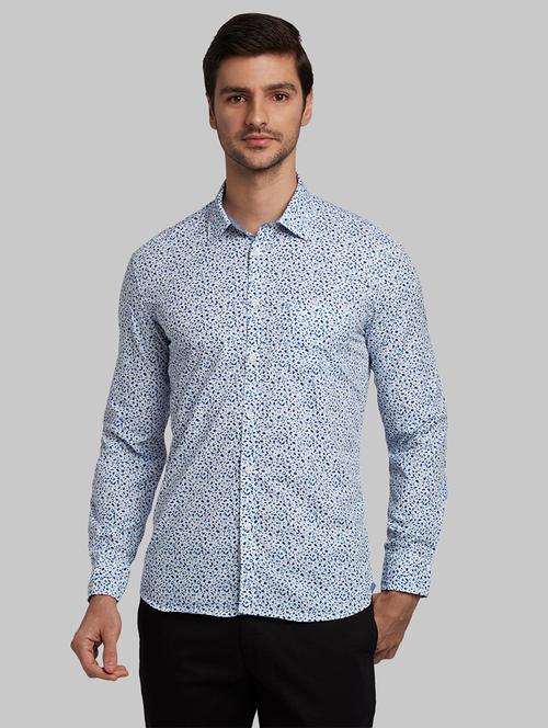 blue printed casual shirt - 17670278 - Very Small Image - 1