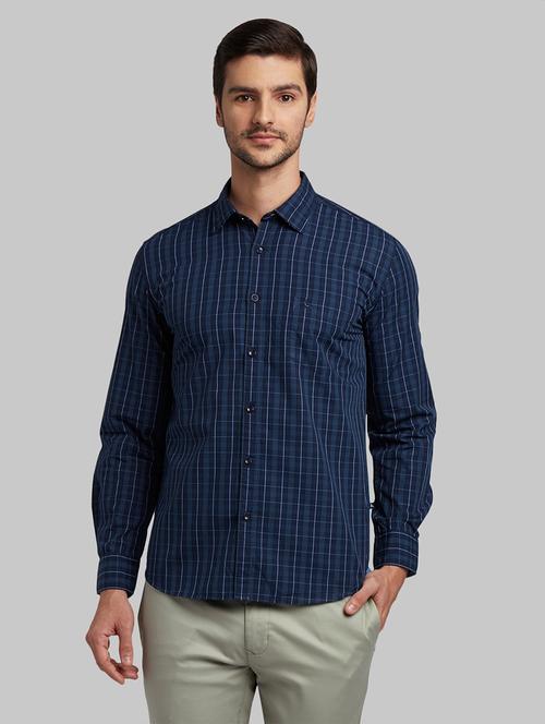 blue checkered casual shirt - 17670280 - Very Small Image - 1