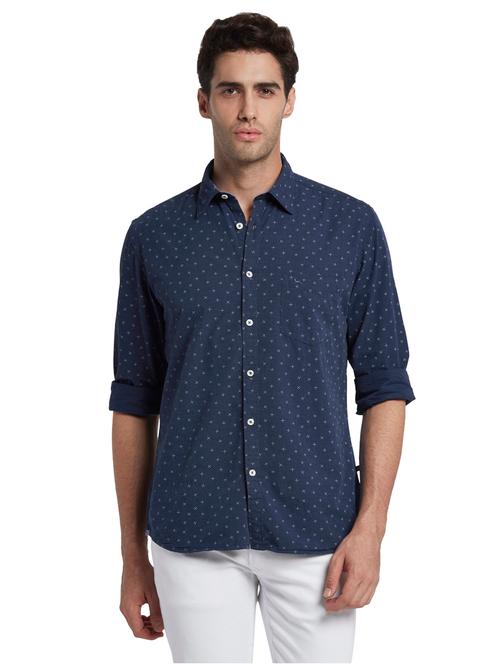 blue printed casual shirt - 17670300 - Very Small Image - 1
