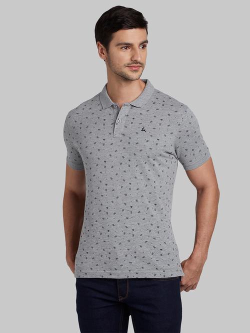 grey printed polo t-shirt - 17670357 - Very Small Image - 1