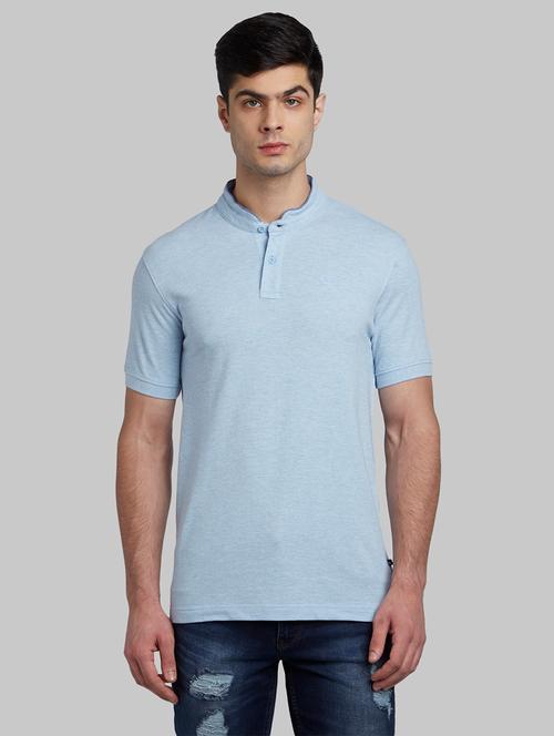 blue solid polo t-shirt - 17670469 - Very Small Image - 1