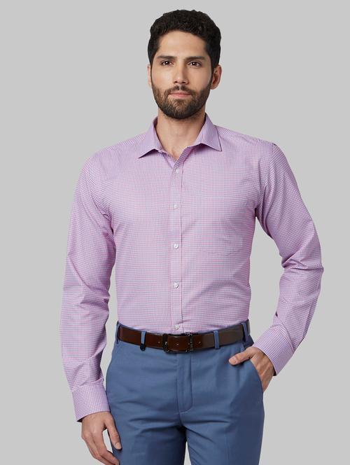 purple checkered formal shirt - 17670589 - Very Small Image - 1
