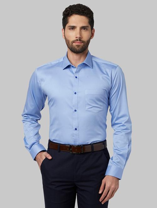 blue solid formal shirt - 17670670 - Very Small Image - 1