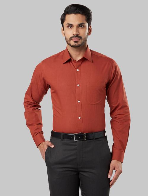 orange solid formal shirt - 17670731 - Very Small Image - 1