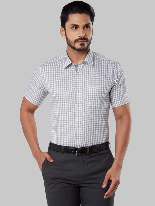 grey checkered formal shirt - 17670838 - Very Small Image - 1