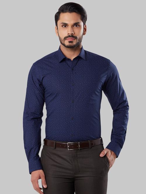 navy blue printed formal shirt - 17670893 - Very Small Image - 1