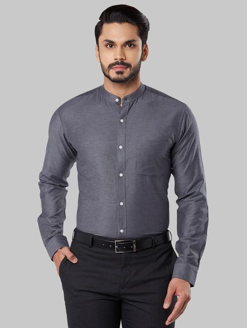 grey solid formal shirt - 17670905 - Very Small Image - 1