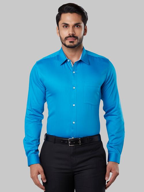 blue self design formal shirt - 17671025 - Very Small Image - 1