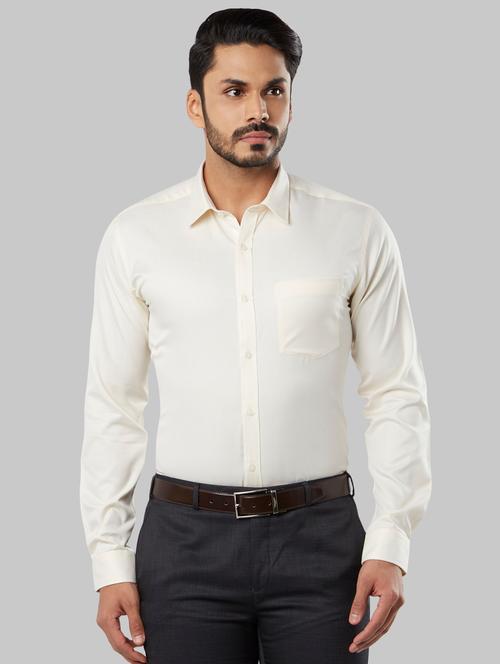 cream solid formal shirt - 17671187 - Very Small Image - 1