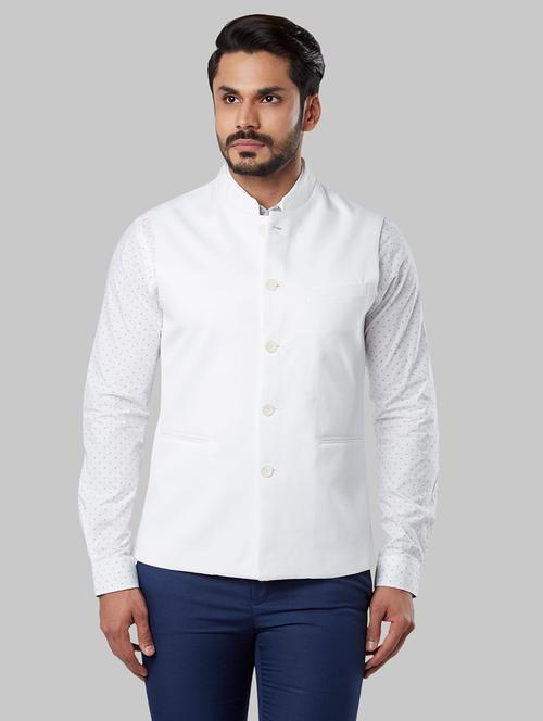 white solid nehru jacket - 17671274 - Very Small Image - 1