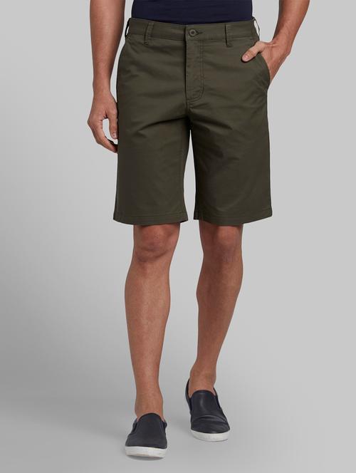 olive green solid bermuda shorts - 17671279 - Very Small Image - 1