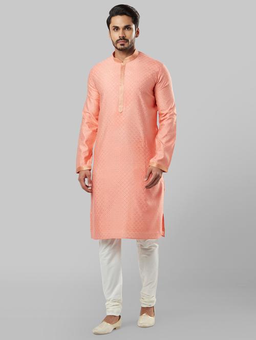 pink jacquard long kurta - 17671299 - Very Small Image - 1