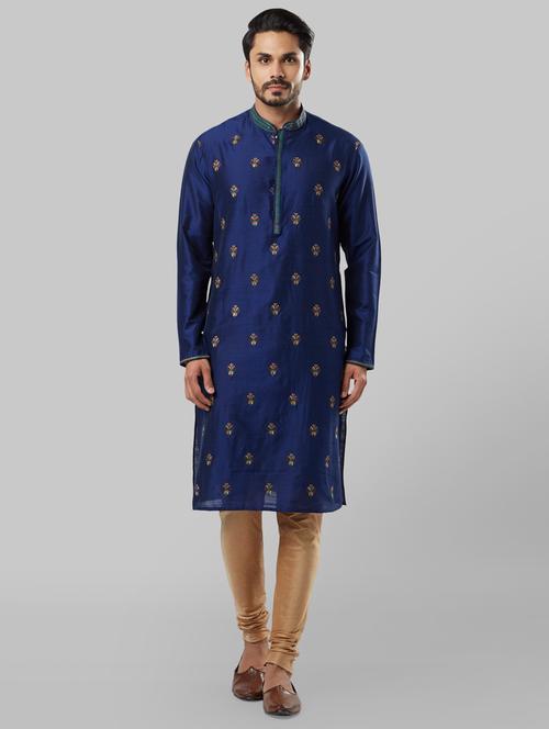 navy blue embroidered long kurta - 17671301 - Very Small Image - 1