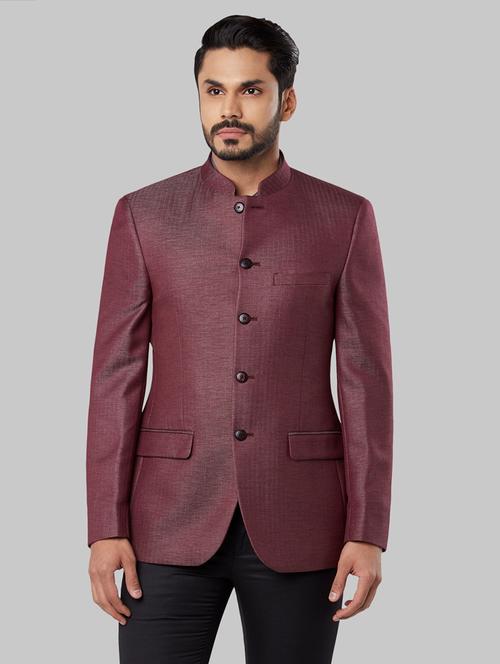 red self design bandhgala formal blazer - 17671337 - Very Small Image - 1
