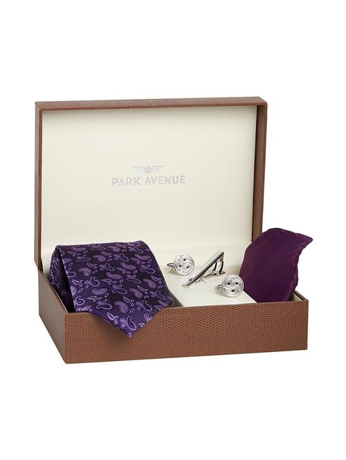 purple polyester (tie, cufflinks & pocket square) - 17671402 - Very Small Image - 1