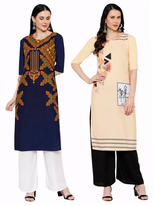 multi colored crepe combos kurta - 17671474 - Very Small Image - 1