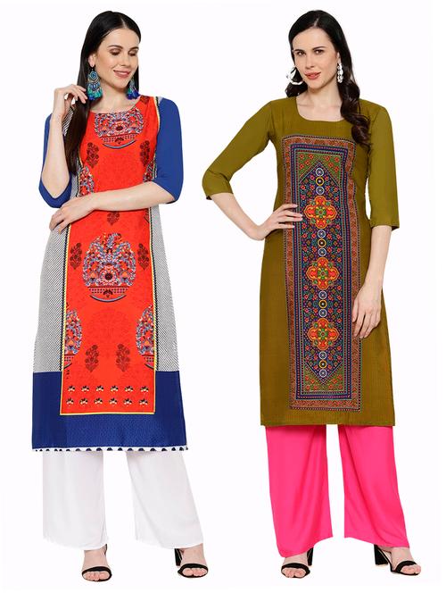 multi colored crepe combos kurta - 17671483 - Very Small Image - 1