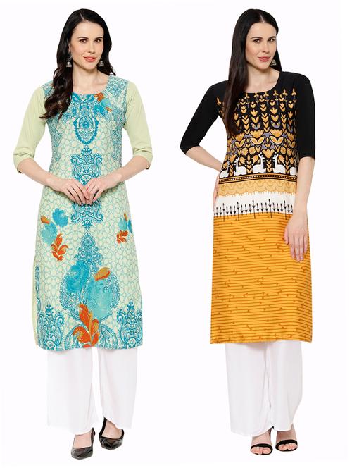multi colored crepe combos kurta - 17671507 - Very Small Image - 1