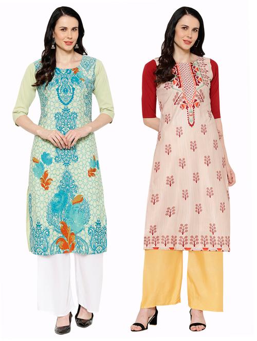 multi colored crepe combos kurta - 17671525 - Very Small Image - 1