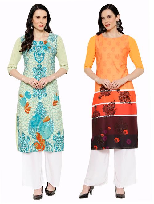 multi colored crepe combos kurta - 17671526 - Very Small Image - 1