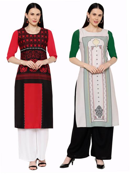 multi colored crepe combos kurta - 17671555 - Very Small Image - 1