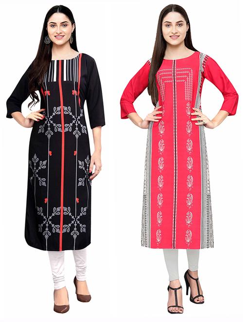 multi colored crepe combos kurta - 17671599 - Very Small Image - 1