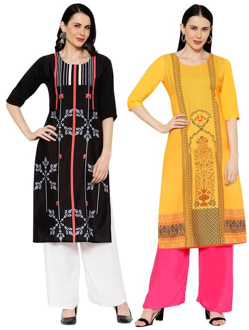 multi colored crepe combos kurta - 17671615 - Very Small Image - 1