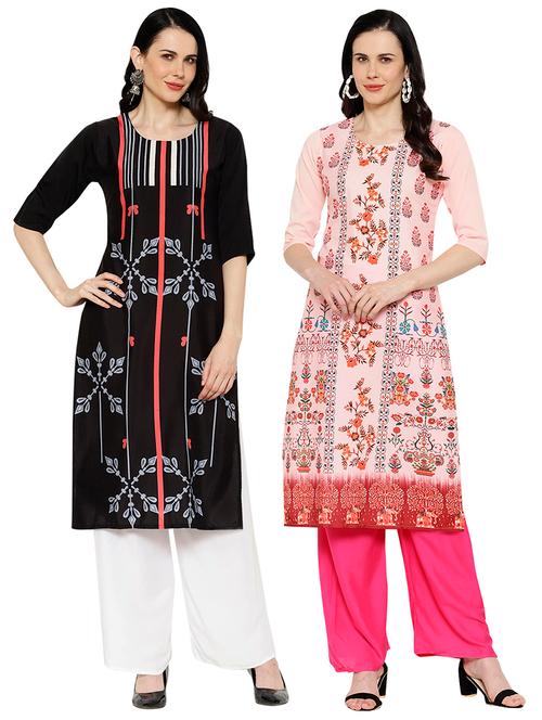 multi colored crepe combos kurta - 17671618 - Very Small Image - 1