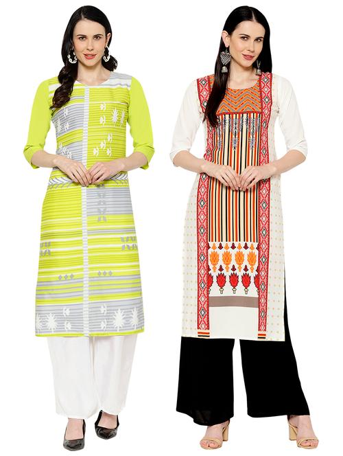 multi colored crepe combos kurta - 17671630 - Very Small Image - 1