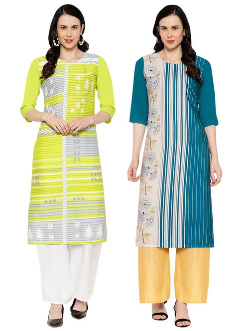 multi colored crepe combos kurta - 17671638 - Very Small Image - 1