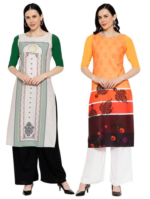 multi colored crepe combos kurta - 17671784 - Very Small Image - 1