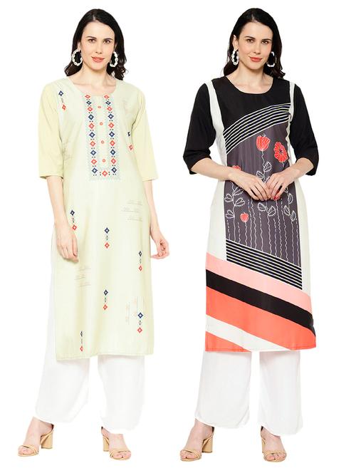 multi colored crepe combos kurta - 17671817 - Very Small Image - 1