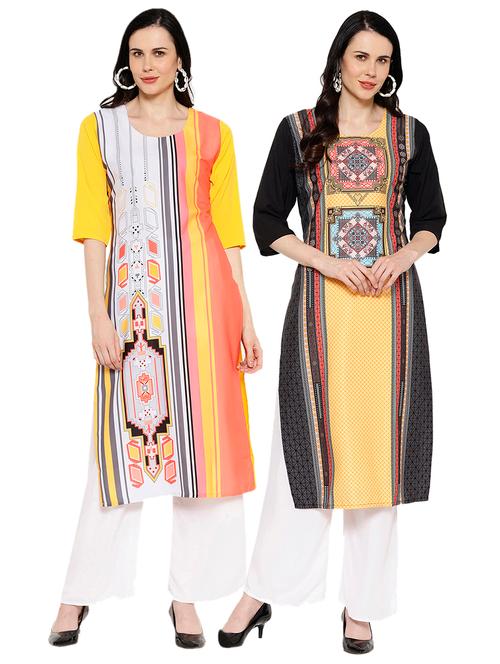 multi colored crepe combos kurta - 17671826 - Very Small Image - 1