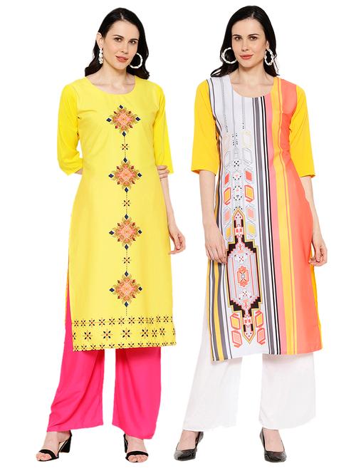 multi colored crepe combos kurta - 17671840 - Very Small Image - 1