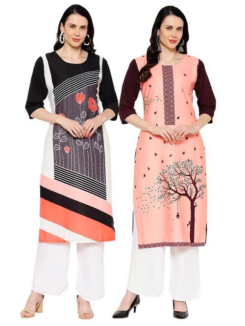 multi colored crepe combos kurta - 17671849 - Very Small Image - 1