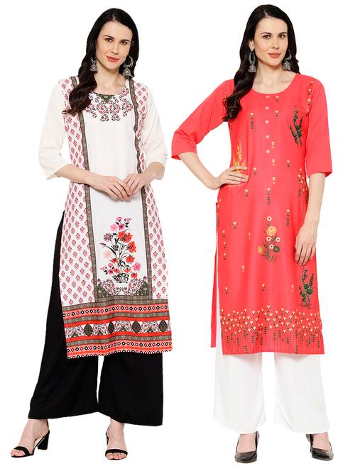 multi colored crepe combos kurta - 17671864 - Very Small Image - 1