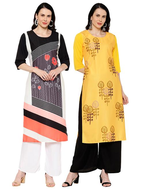 multi colored crepe combos kurta - 17671867 - Very Small Image - 1