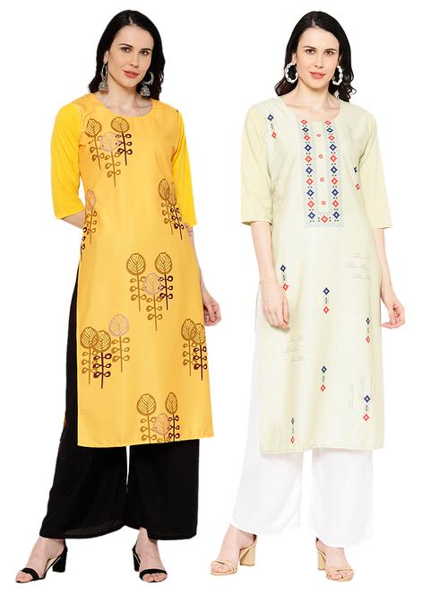 multi colored crepe combos kurta - 17671868 - Very Small Image - 1