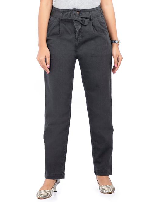 high rise tie front jeans - 17671903 - Very Small Image - 1