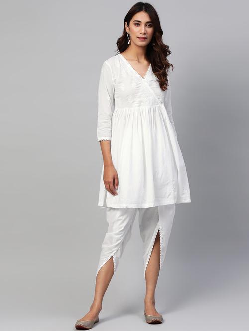 ada hand-embroidered white chikankari fusion set - 17672058 - Very Small Image - 1