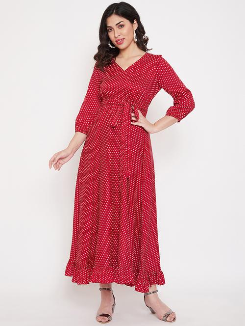 tie front polka dot flared dress - 17672769 - Very Small Image - 1