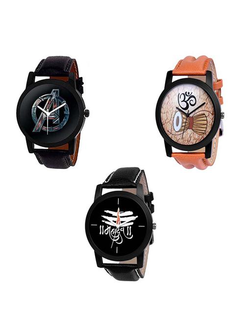 grandson g-599 pack of 3 leather analog watches for men and boys - 17672811 - Very Small Image - 1