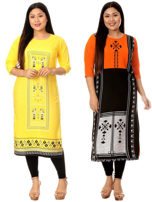 multi colored crepe combos kurta - 17672812 - Very Small Image - 1