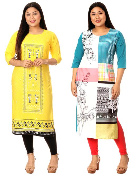 multi colored crepe combos kurta - 17672816 - Very Small Image - 1