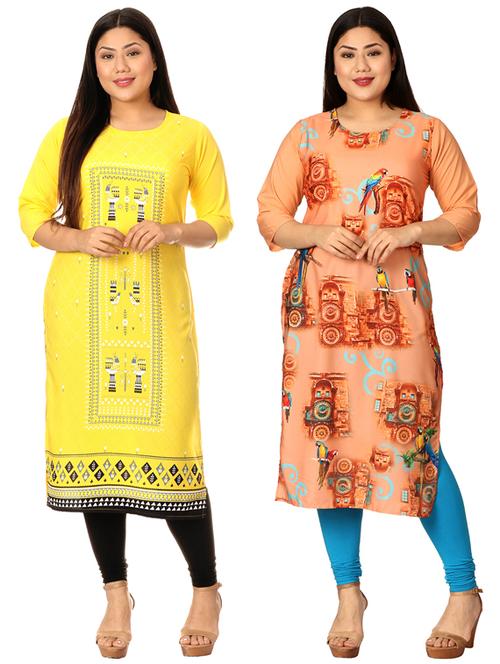 multi colored crepe combos kurta - 17672826 - Very Small Image - 1