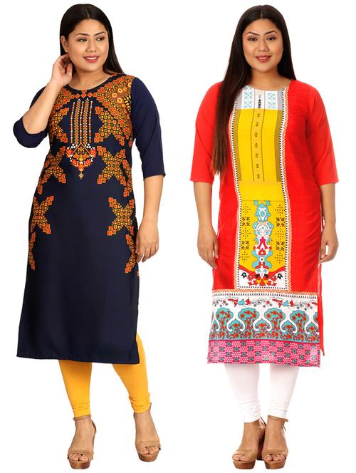 multi colored crepe combos kurta - 17672837 - Very Small Image - 1